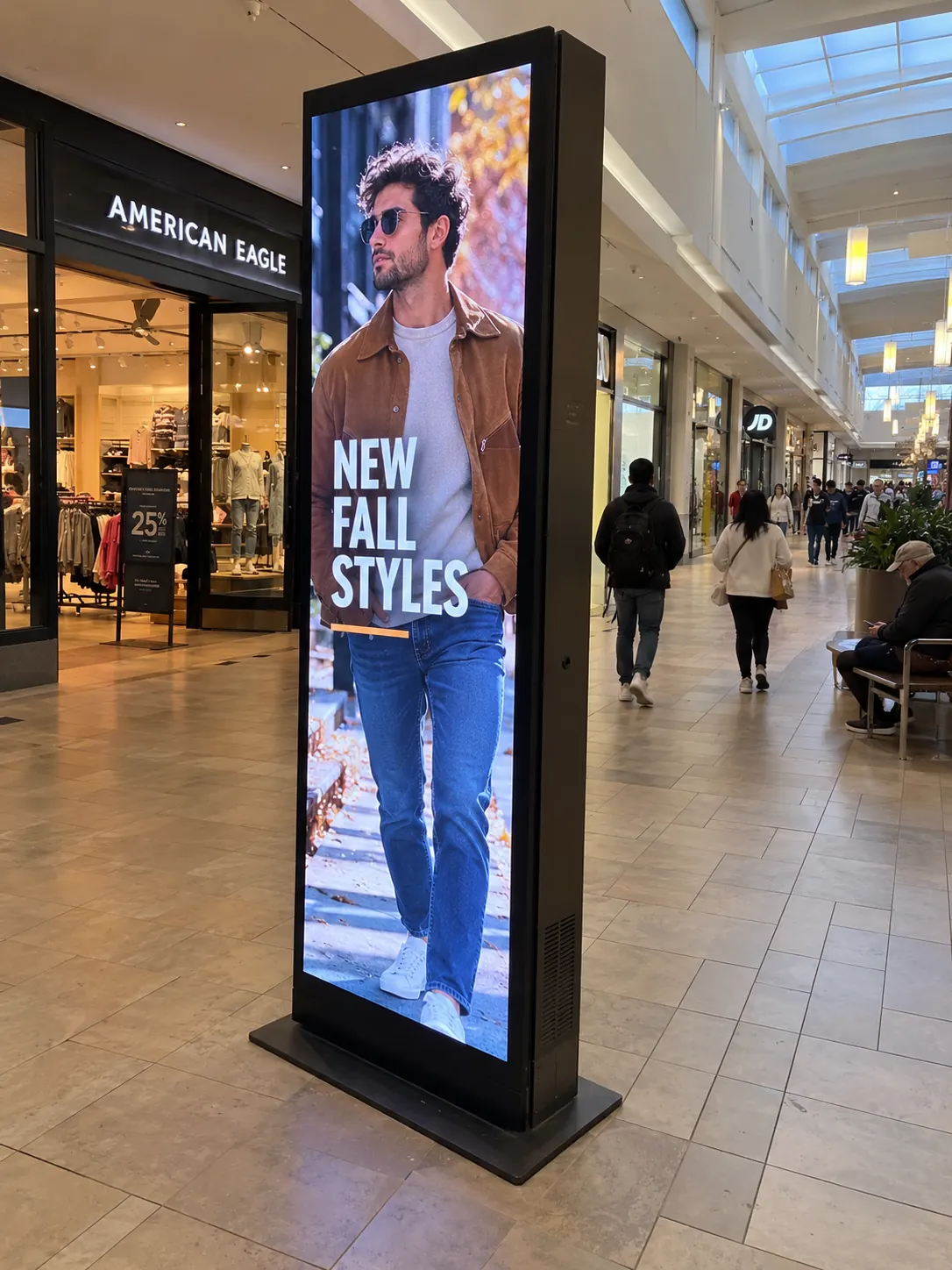 Portrait indoor digital display in a retail shopping environment