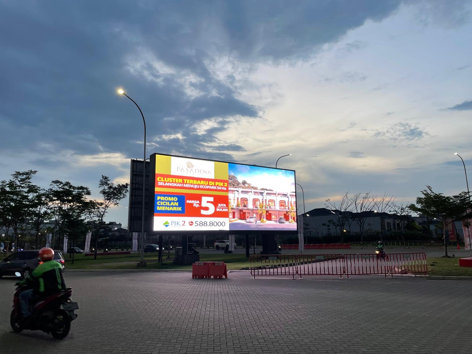 Large digital advertising screen in a public commercial area